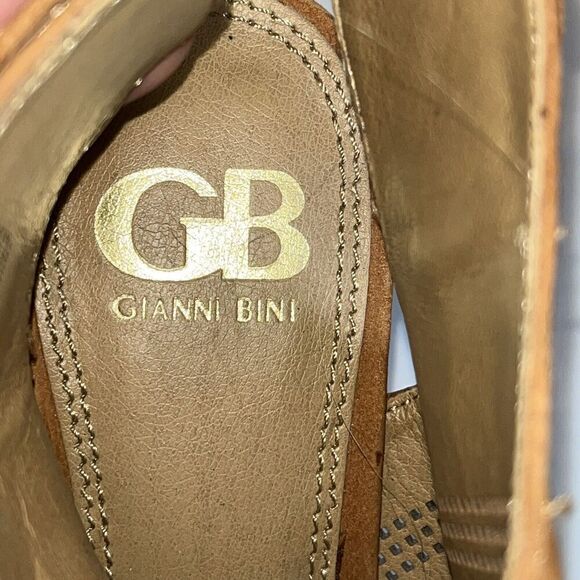 Gianni‎ Bini GB Chunky Heels Women's Sz 7.5 Open Toe Ankle Stacked Pumps Sandals - Picture 8 of 9